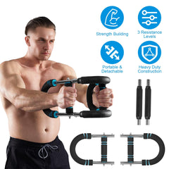 1Pc Adjustable Twister Arm Exerciser Spring Workout Bar Strength Enhancer For Men With 3 Resistance Levels 66 To 110LBS Chest Biceps Triceps Thighs Back Workout - FitForge