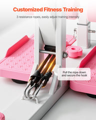 Deep Squat Machine, Adjustable Glutes Trainer Machine With 3 High - Strength Resistance Bands, Folding Core Leg & Glutes Exercise Trainer, Push Up Workout Equipment At Home Gym, Pink + White - FitForge