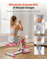 Deep Squat Machine, Adjustable Glutes Trainer Machine With 3 High - Strength Resistance Bands, Folding Core Leg & Glutes Exercise Trainer, Push Up Workout Equipment At Home Gym, Pink + White - FitForge