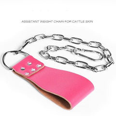 Leather Weight Lifting Belt with Chain Ring Power Training - FitForge