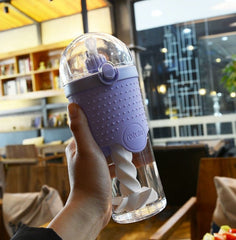 500ML Kids Plastic Water bottles Protein Shaker Blender Bottles with straw BPA Free Portable Sport My Water bottles - FitForge