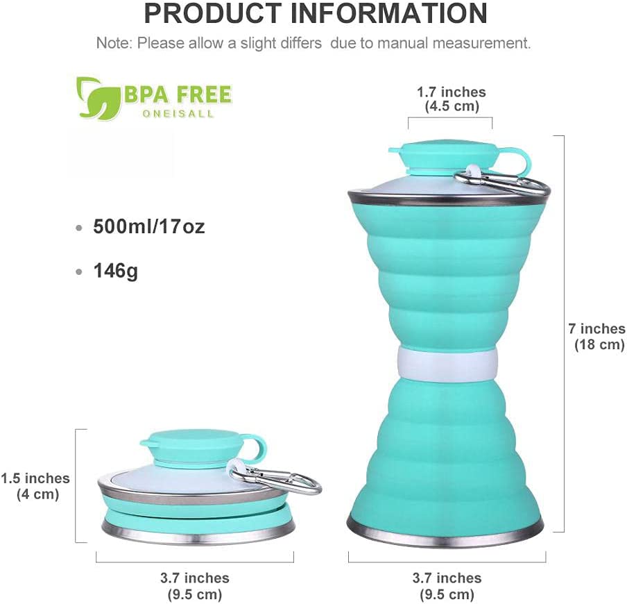 500ML Silicone Water Bottle Cup Foldable Leak Proof Portable Sports Travel Water Bottles For Outdoor Travel Gym Hiking Reuseable Kitchen Gadgets - FitForge