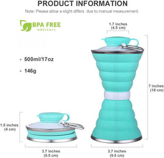 500ML Silicone Water Bottle Cup Foldable Leak Proof Portable Sports Travel Water Bottles For Outdoor Travel Gym Hiking Reuseable Kitchen Gadgets - FitForge