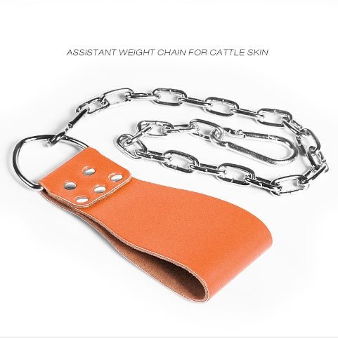 Leather Weight Lifting Belt with Chain Ring Power Training - FitForge