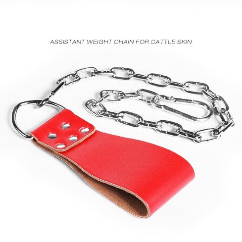 Leather Weight Lifting Belt with Chain Ring Power Training - FitForge