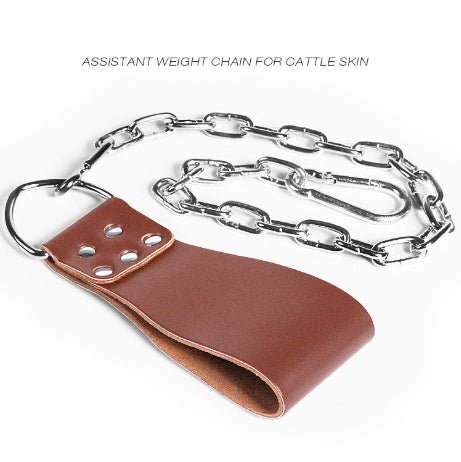 Leather Weight Lifting Belt with Chain Ring Power Training - FitForge