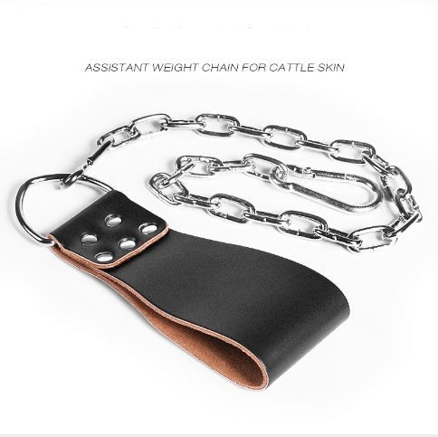 Leather Weight Lifting Belt with Chain Ring Power Training - FitForge
