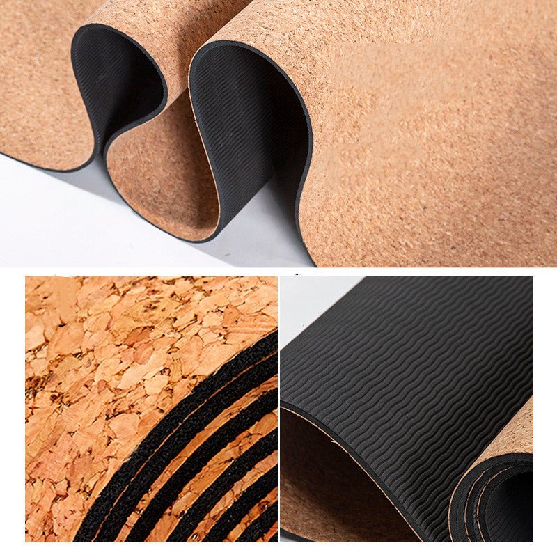 TPE Cork Yoga Mat Tasteless Non - slip Beginner Yoga Gym Mat Thicken - FitForge